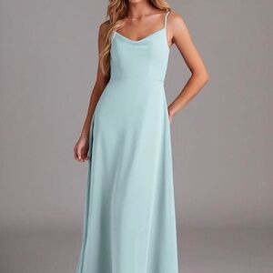 Azazie Daenerys Mist A-Line Cowl Chiffon Dress, Size A8